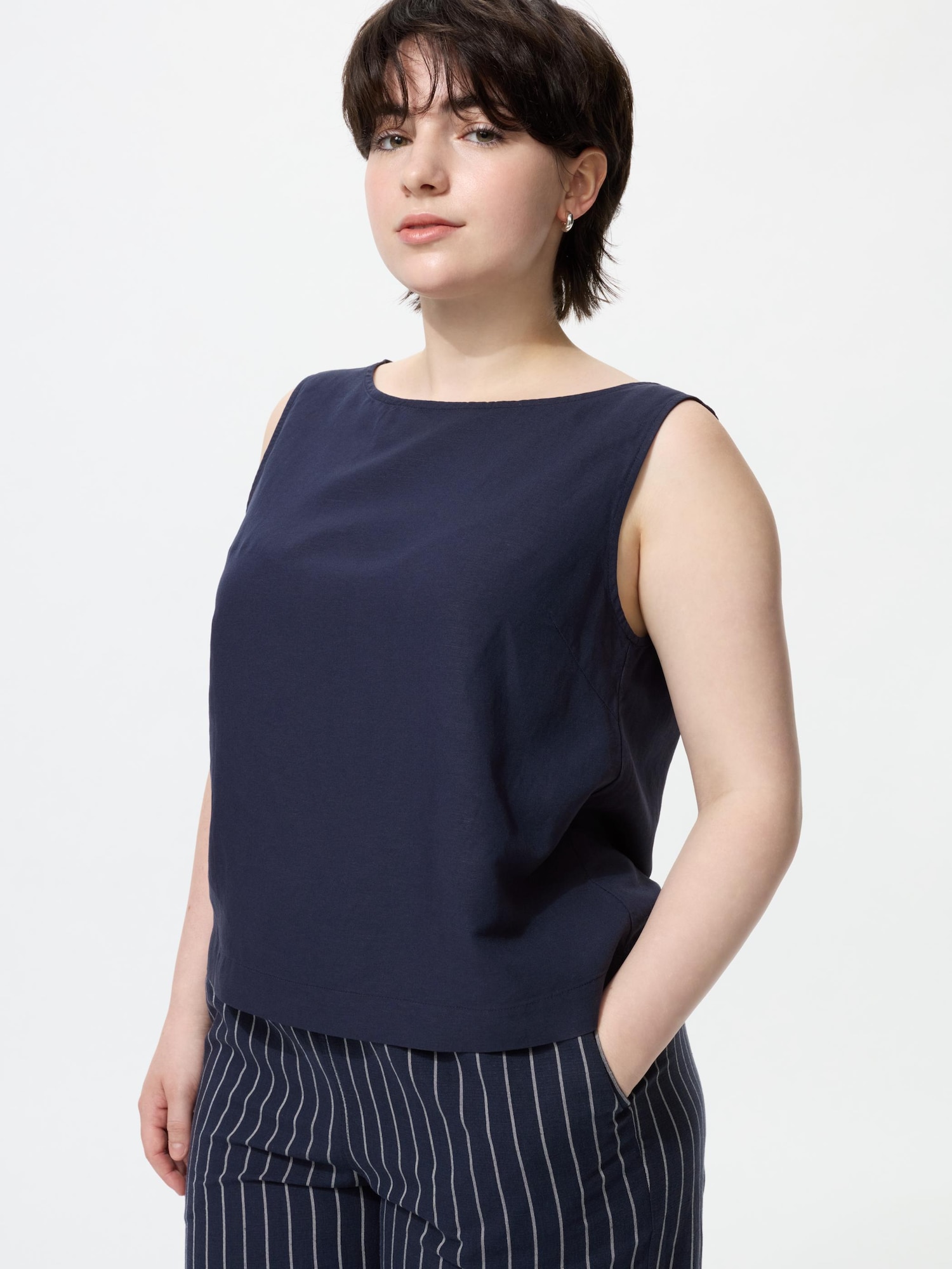 ユニクロ公式 | リネンブレンドブラウス/ノースリーブ