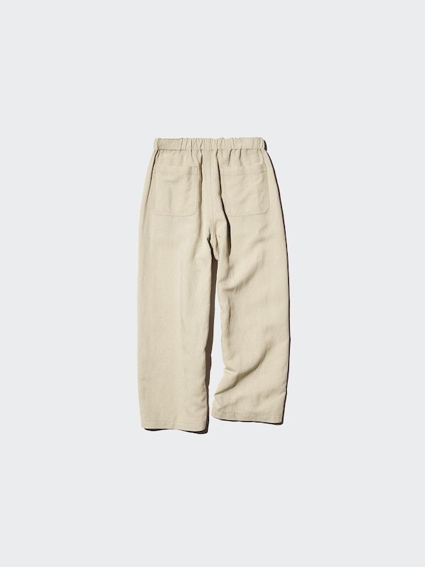 Linen Blend Wide Easy Pants