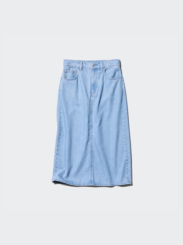 Drapey Denim Narrow Skirt