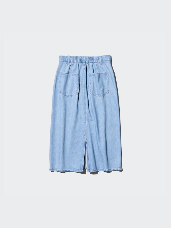 Drapey Denim Narrow Skirt