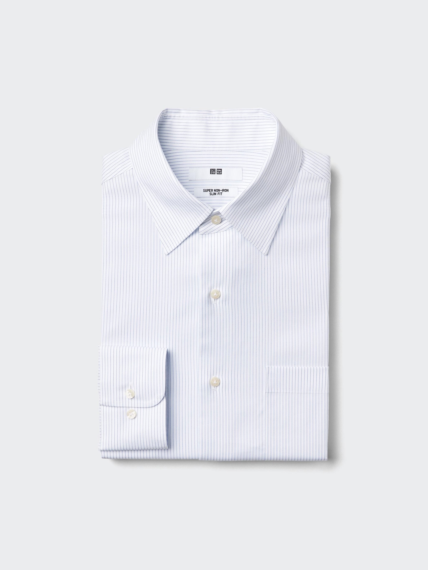 Рубашка Super Non Iron узкого кроя с длинным рукавом (в полоску - обычный воротник)