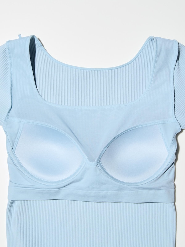 Áo Thun Bra Vải Gân Dáng Ngắn Cổ Vuông