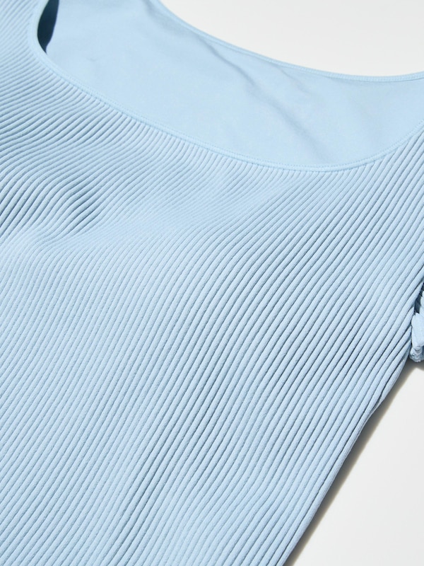 Áo Thun Bra Vải Gân Dáng Ngắn Cổ Vuông