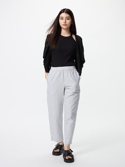 Cotton Relax Ankle Pants | Stripe