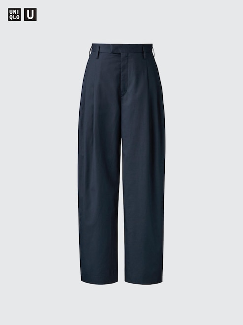 WOMEN'S COTTON TENCEL PLEATED WIDE PANTS UNIQLO IN