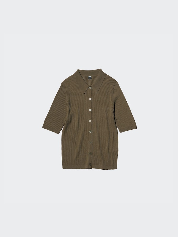 Áo Cardigan Polo Vải Gân | Tay Lỡ