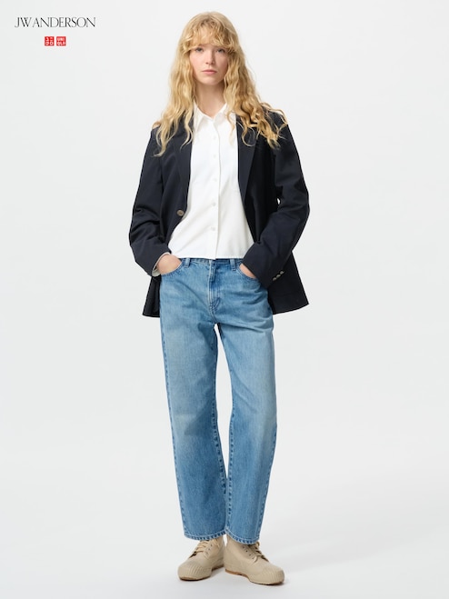 Jw Anderson Uniqlo Jeans Ph Uniqlo Striped 3/4 Sleeve Blouse Grey