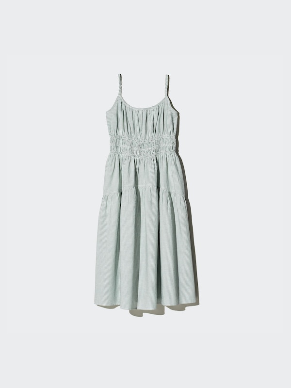 Đầm Hai Dây Vải Pha Linen | Kẻ Sọc