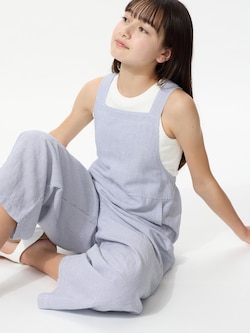GIRLS リネンブレンドサロペット