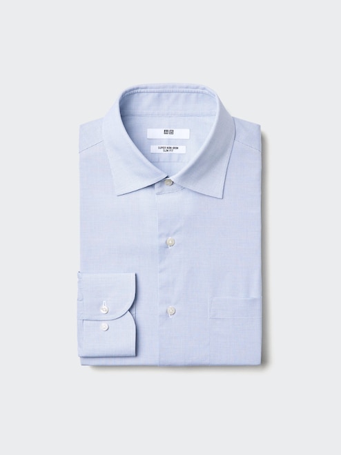 MEN'S SUPER NON IRON SLIM FIT LONG SLEEVE SHIRT SPREAD COLLAR