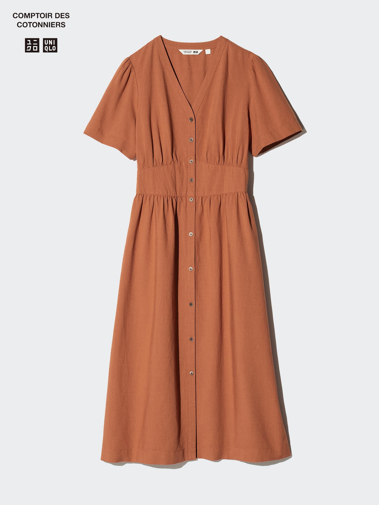 WOMEN'S LINEN BLEND SHORT SLEEVE V NECK DRESS | UNIQLO PH