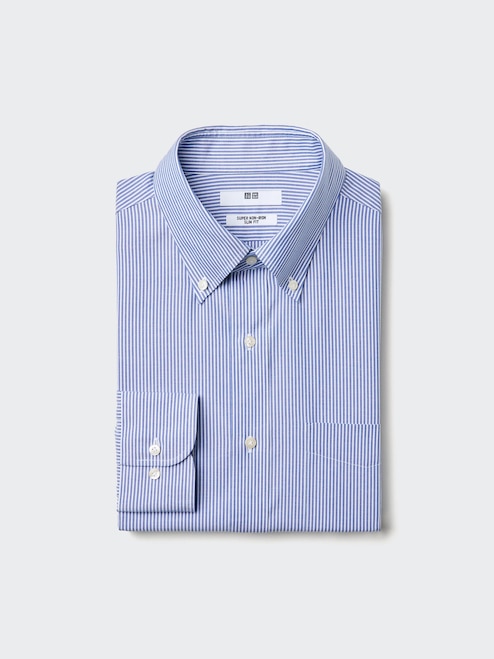 Super Non Iron Slim Fit Long Sleeve Shirt Button Down Collar