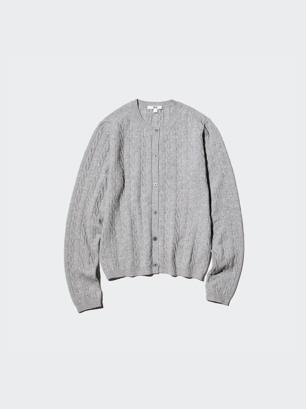Cable Crew Neck Cardigan