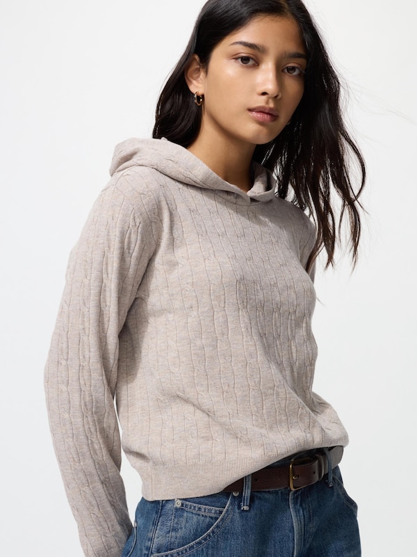 ウォッシャブルニットケーブルパーカ