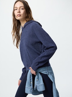 ウォッシャブルニットケーブルパーカ