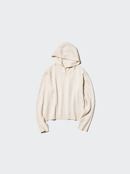 Knit Sweater Sweater With Hood For Ladies WOMEN'S WASHABLE KNIT CABLE  HOODIE UNIQLO PH