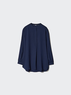 Rayon Band Collar Tunic | Long Sleeve
