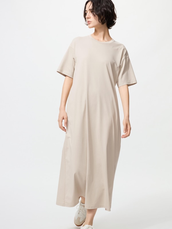 エアリズムコットンTワンピース/半袖/丈長め