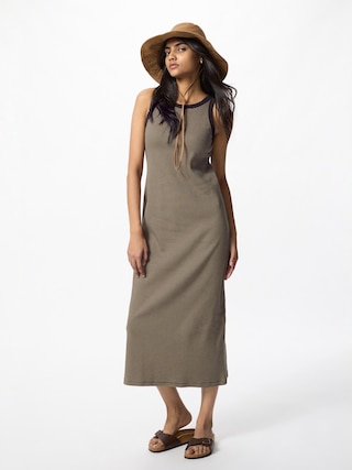 リブブラワンピース/ストライプ/丈長め