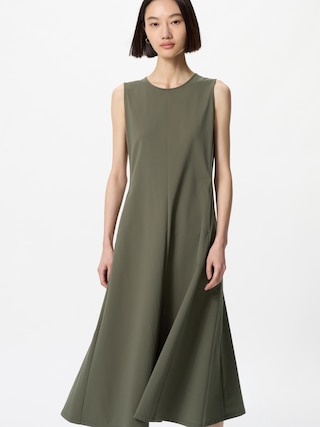 ウルトラストレッチワンピース/ノースリーブ/丈長め