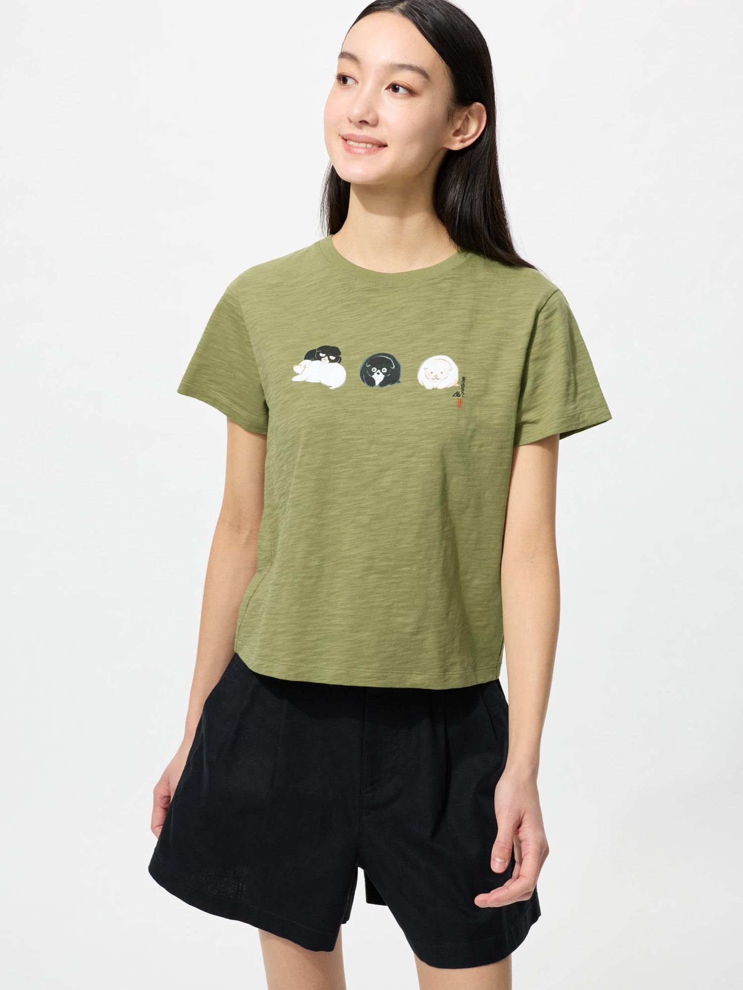 UNIQLO - ユニクロ 半ソデ Tシャツ ふかみどり系 Mサイズ 厚手