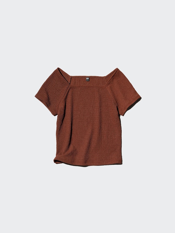 Áo Thun Cổ Vuông | Vải Nhăn