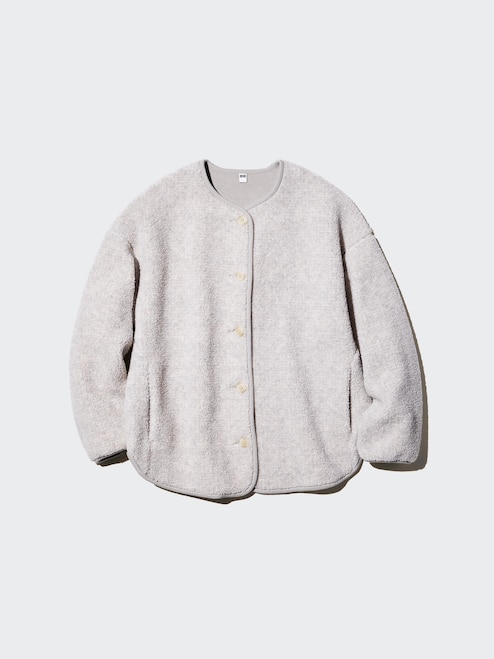 Pile Lined Fleece Relaxed Cardigan