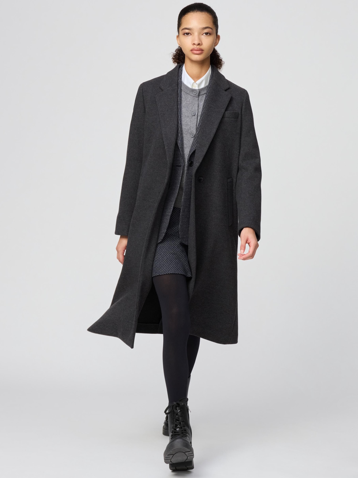 UNIQLO-C グレー ウールコート ユニクロ公式 | ウールカシミヤチェスターコート