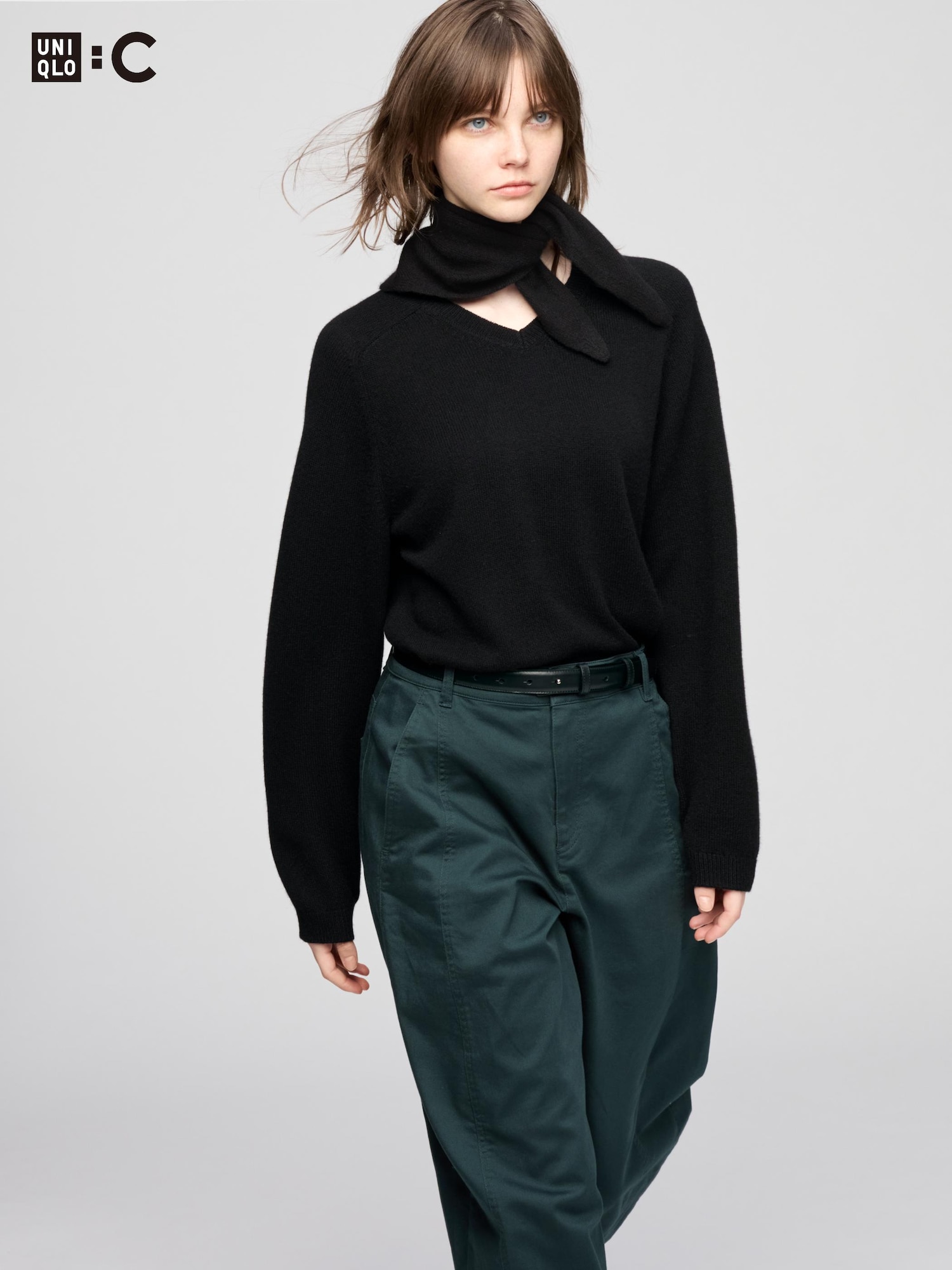 【新品未使用】UNIQLO C カシミヤリラックスVネックセーター 黒 Lサイズ UNIQLO - UNIQLO C ユニクロシー UNIQLOC リラックスVネック