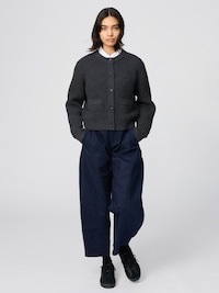 ワッフルニットクルーネックカーディガン