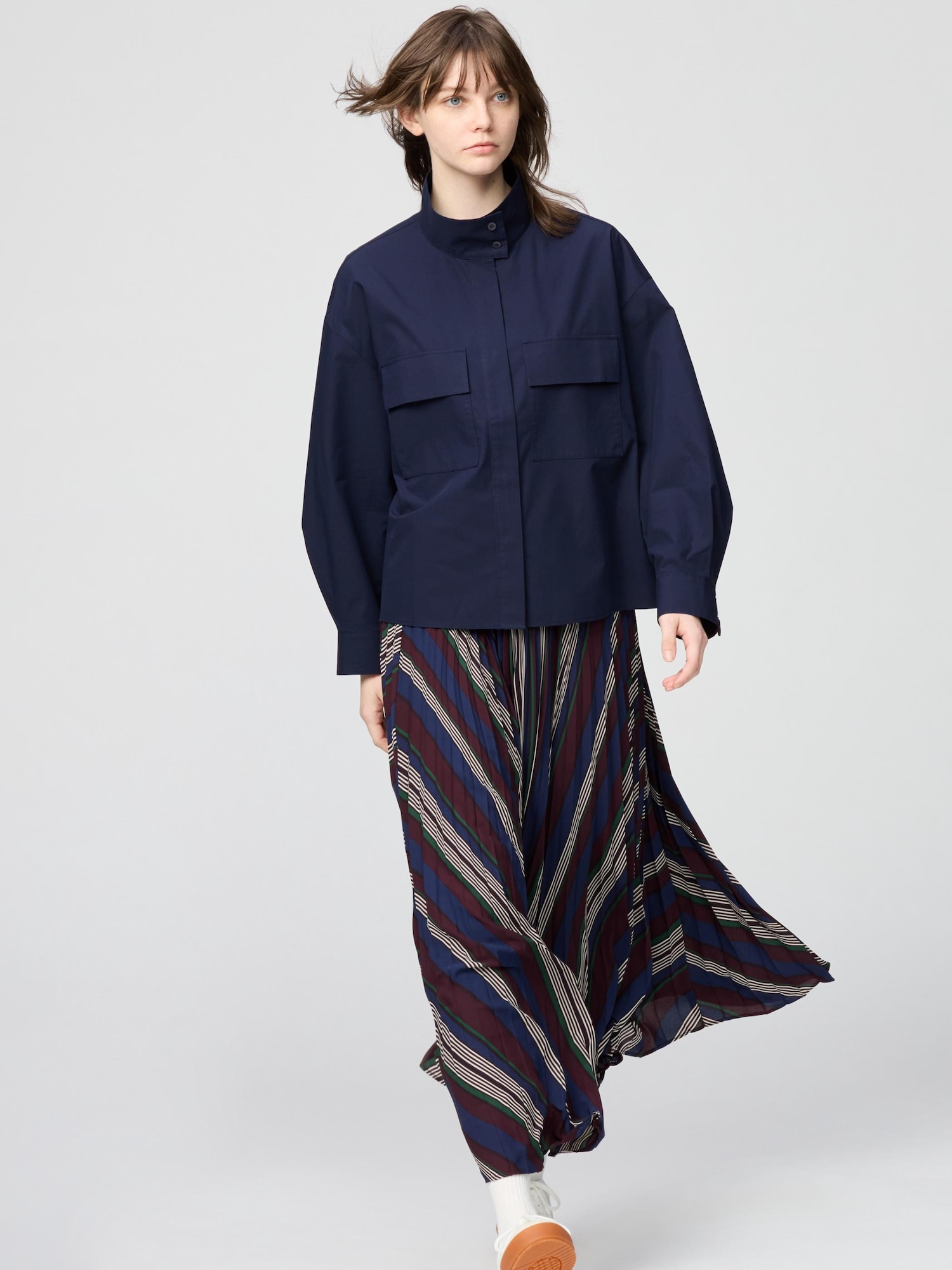 ✳︎45R 3wayコットンシャツジャケット　カシュクール　スタンドカラー ✳︎45R 3wayコットンシャツジャケット カシュクール スタンドカラー