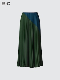 Pleated Long Skirt (Colour Block)