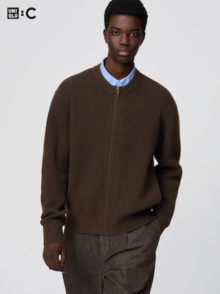 クルーネックフルジップカーディガン