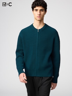 クルーネックフルジップカーディガン