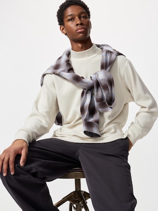 ソフトニットフリースモックネックT