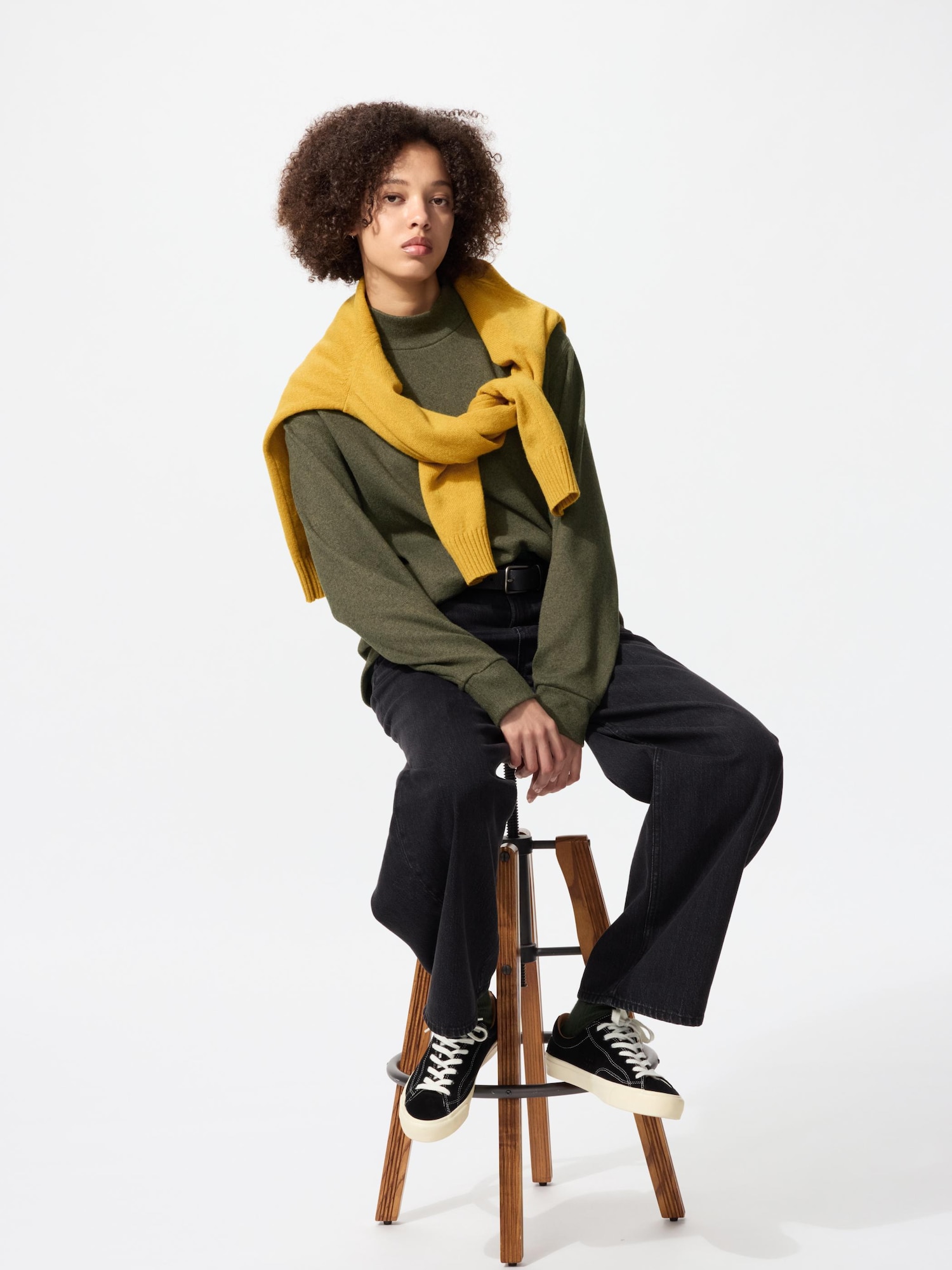 ソフトニットフリースモックネックT（長袖）　Mサイズ ユニクロ公式 | ソフトニットフリースモックネックT（長袖）