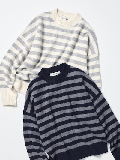 Lambswool Mock Neck Sweater | Striped