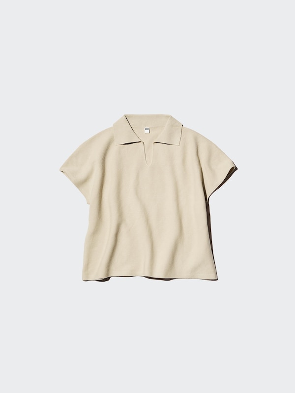 3D Knit Skipper Polo Sweater | Short Sleeve