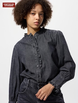 デニムフリルシャツ