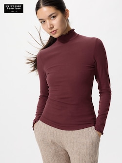 極暖ヒートテックカシミヤブレンドリブハイネックT