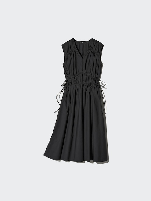 WOMEN'S COTTON GATHERED DRESS SLEEVELESS UNIQLO VN