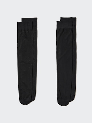 シアーハイソックス/2足組/無地ドット