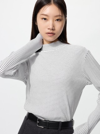 リブハイネックT/長袖/ボーダー