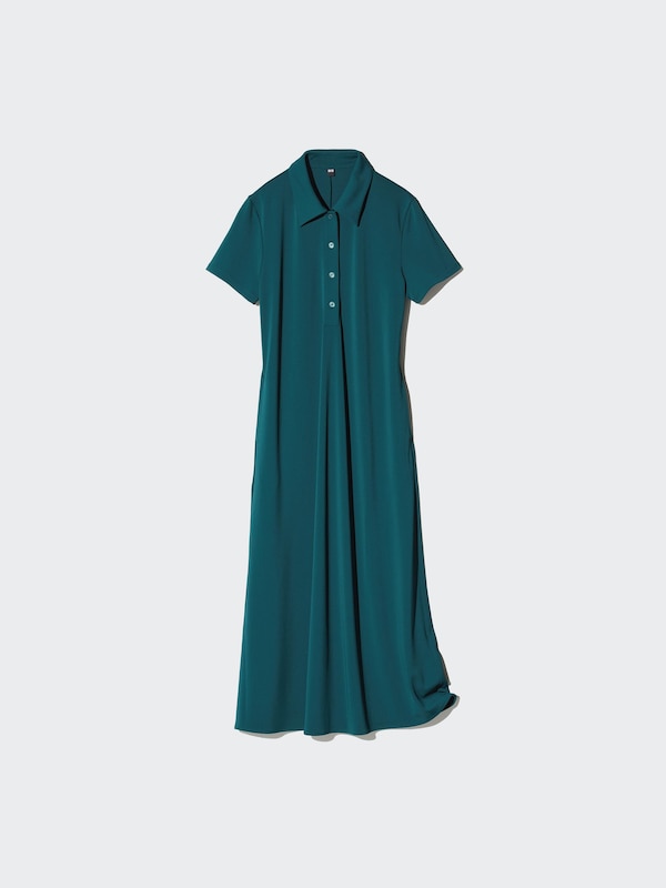 Crepe Jersey Polo Dress Short Sleeve