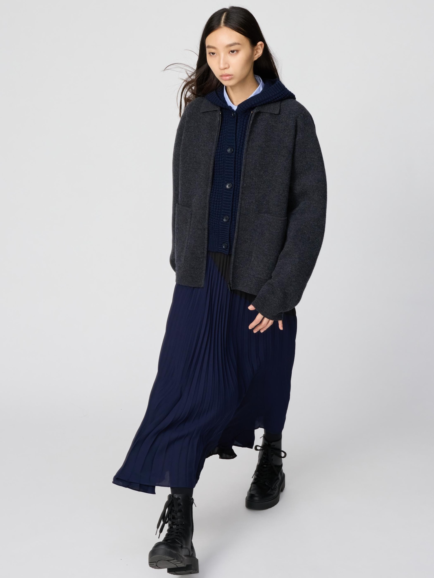 OLD UNIQLOオンブレウールジャケット フルジップ 世界的に有名な UNIQLO オールドユニクロ ウール ブルゾン