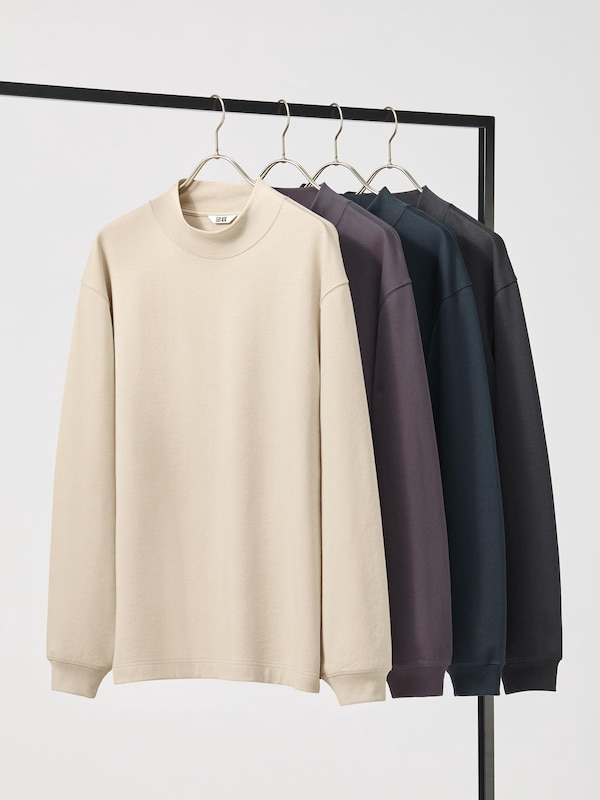 ブラッシュドモックネックTシャツ/長袖