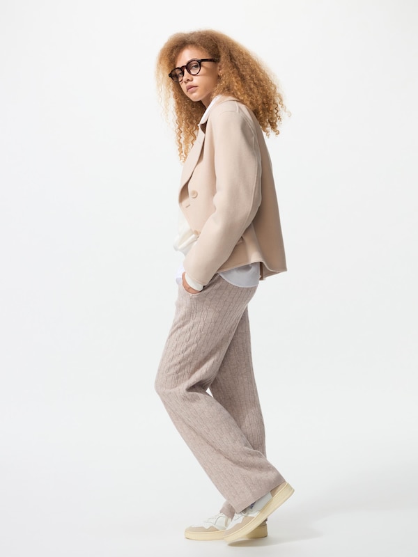 ウォッシャブルニットケーブルパンツ/丈長め