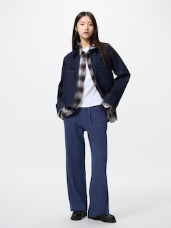 ウォッシャブルニットケーブルパンツ/丈長め