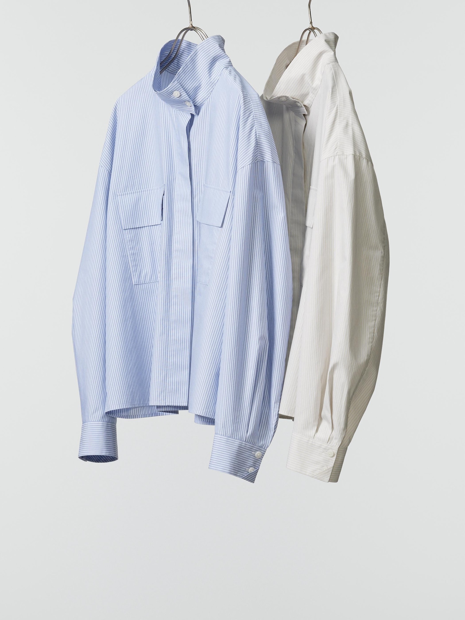 ユニクロ公式 | コットンスタンドカラーシャツジャケット/ストライプ