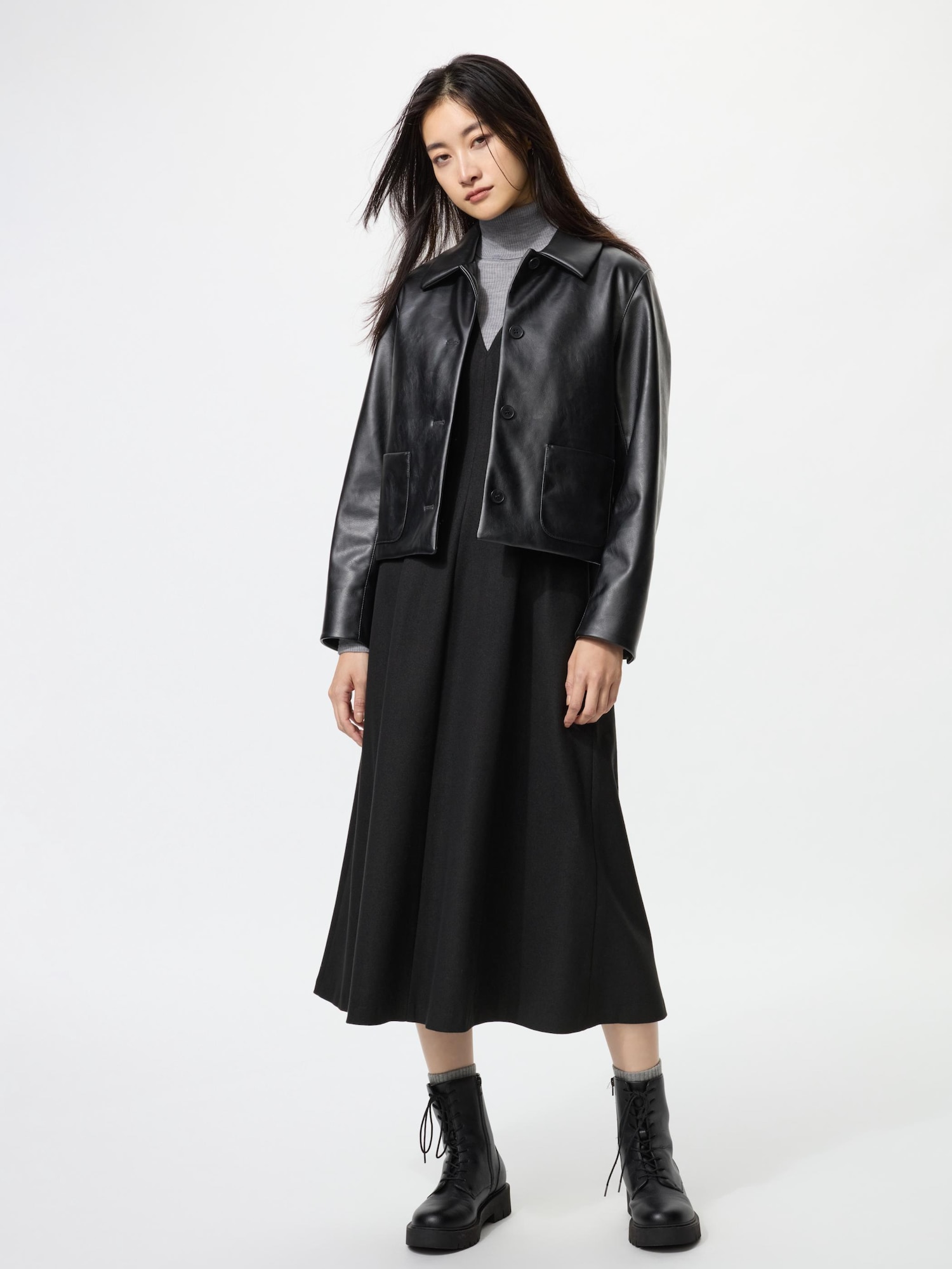 UNIQLO　ユニクロ　黒　大きいサイズ　ファー XL ベルトAライン goods_09_482060_3x4.jpg